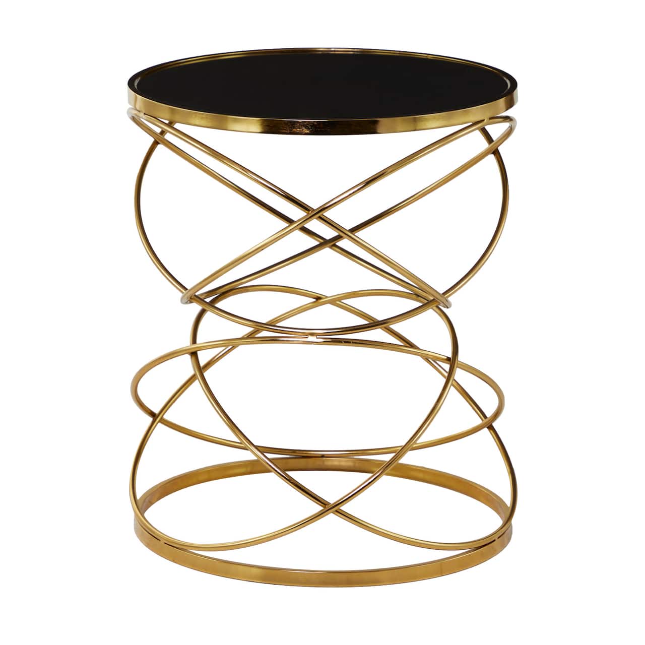 24" Open Ring Accent Table with Black Marble Top
